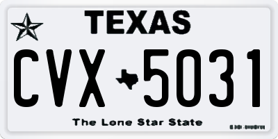 TX license plate CVX5031