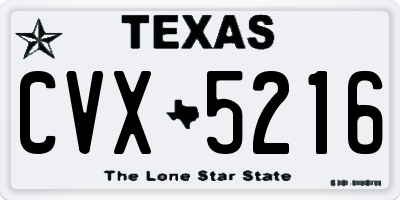 TX license plate CVX5216