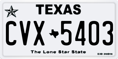 TX license plate CVX5403