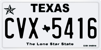 TX license plate CVX5416
