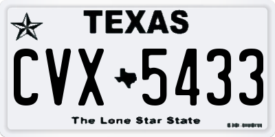 TX license plate CVX5433