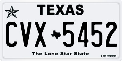 TX license plate CVX5452