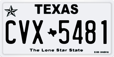 TX license plate CVX5481