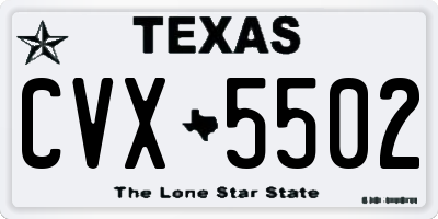 TX license plate CVX5502