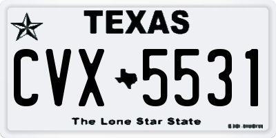 TX license plate CVX5531