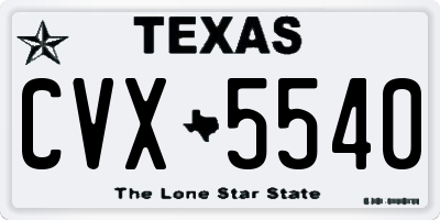 TX license plate CVX5540