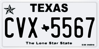 TX license plate CVX5567