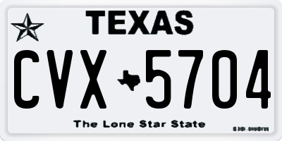 TX license plate CVX5704