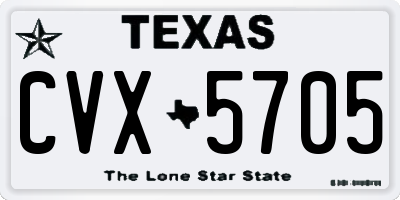 TX license plate CVX5705