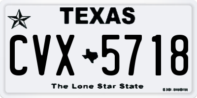 TX license plate CVX5718