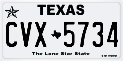 TX license plate CVX5734