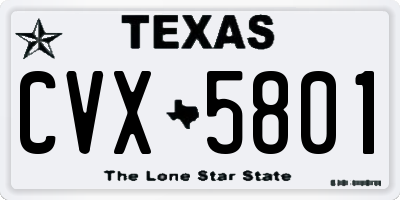 TX license plate CVX5801
