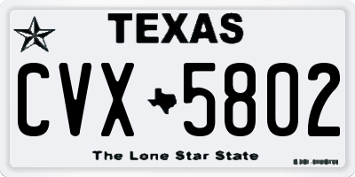 TX license plate CVX5802