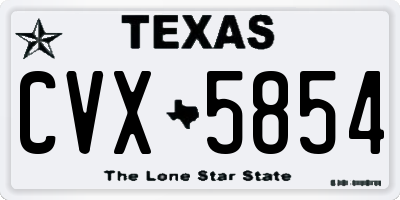 TX license plate CVX5854