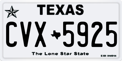 TX license plate CVX5925