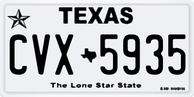 TX license plate CVX5935