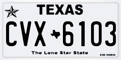 TX license plate CVX6103