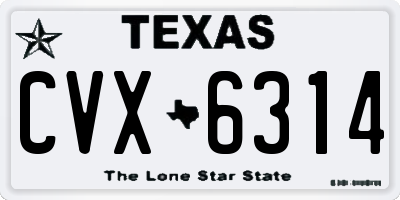 TX license plate CVX6314