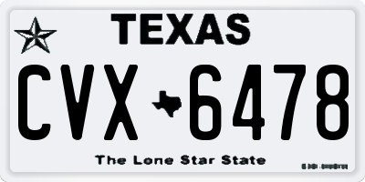 TX license plate CVX6478