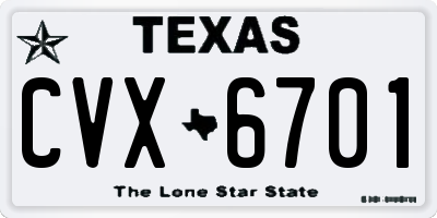 TX license plate CVX6701