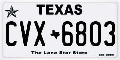 TX license plate CVX6803