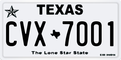TX license plate CVX7001
