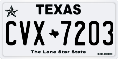 TX license plate CVX7203