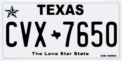 TX license plate CVX7650