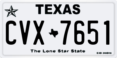 TX license plate CVX7651