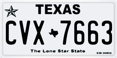 TX license plate CVX7663