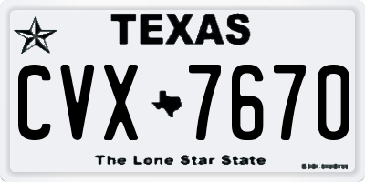 TX license plate CVX7670