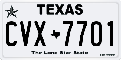 TX license plate CVX7701