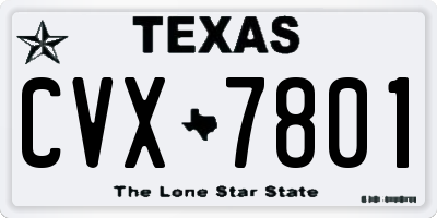 TX license plate CVX7801