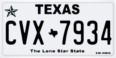 TX license plate CVX7934