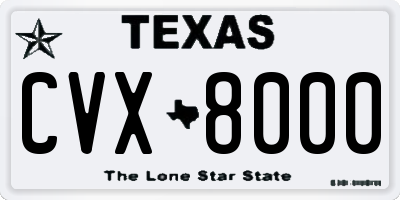TX license plate CVX8000