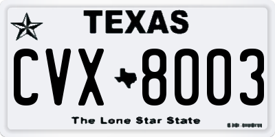 TX license plate CVX8003