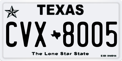 TX license plate CVX8005