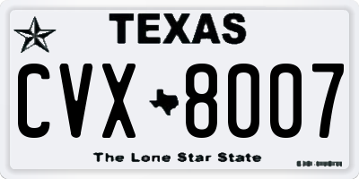 TX license plate CVX8007