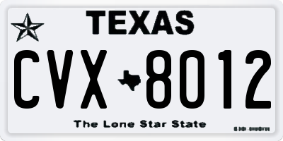 TX license plate CVX8012