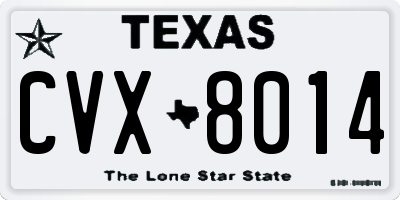 TX license plate CVX8014