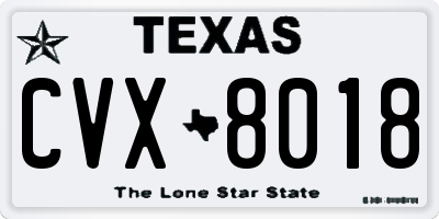 TX license plate CVX8018