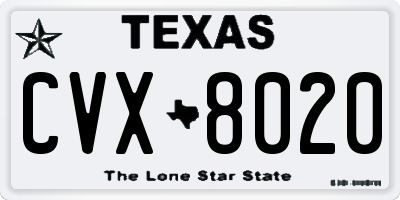 TX license plate CVX8020