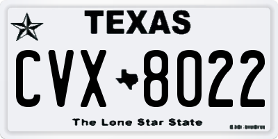 TX license plate CVX8022