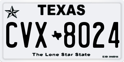 TX license plate CVX8024