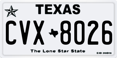TX license plate CVX8026