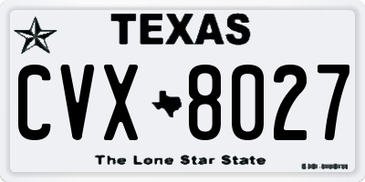 TX license plate CVX8027