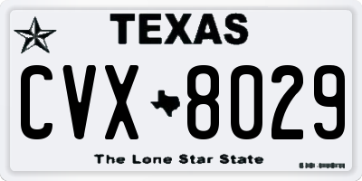 TX license plate CVX8029