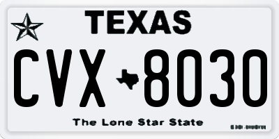 TX license plate CVX8030