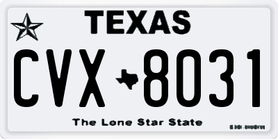 TX license plate CVX8031