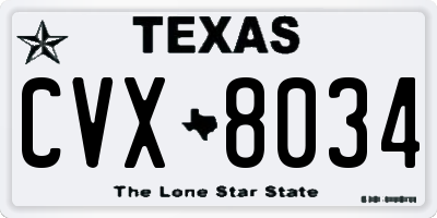 TX license plate CVX8034